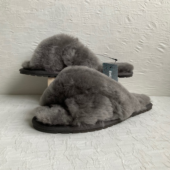 EMU Australia Mayberry Natural Sheepskin Slipper in Charcoal Sz 9 (fits … - Picture 1 of 16